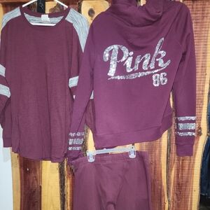 Vintage Victoria's Secret Pink Women's Sweatpants Set Jogger Tracksuit Lounge